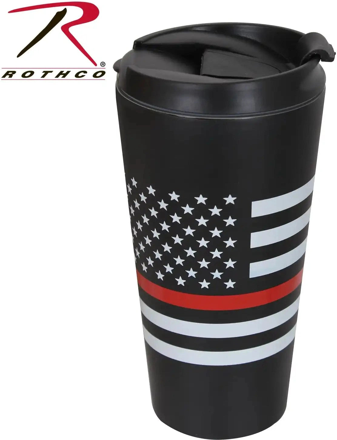 Rothco Thin Red Line Flag Travel Mug Black