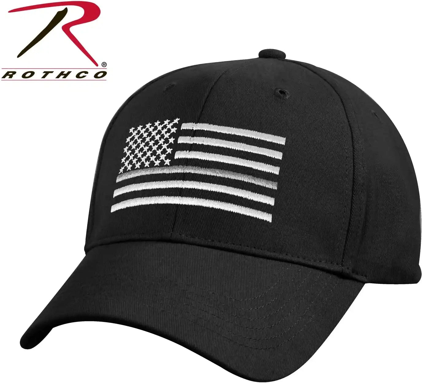 Rothco Thin Silver Line Flag Low Pro Cap Black / one Size