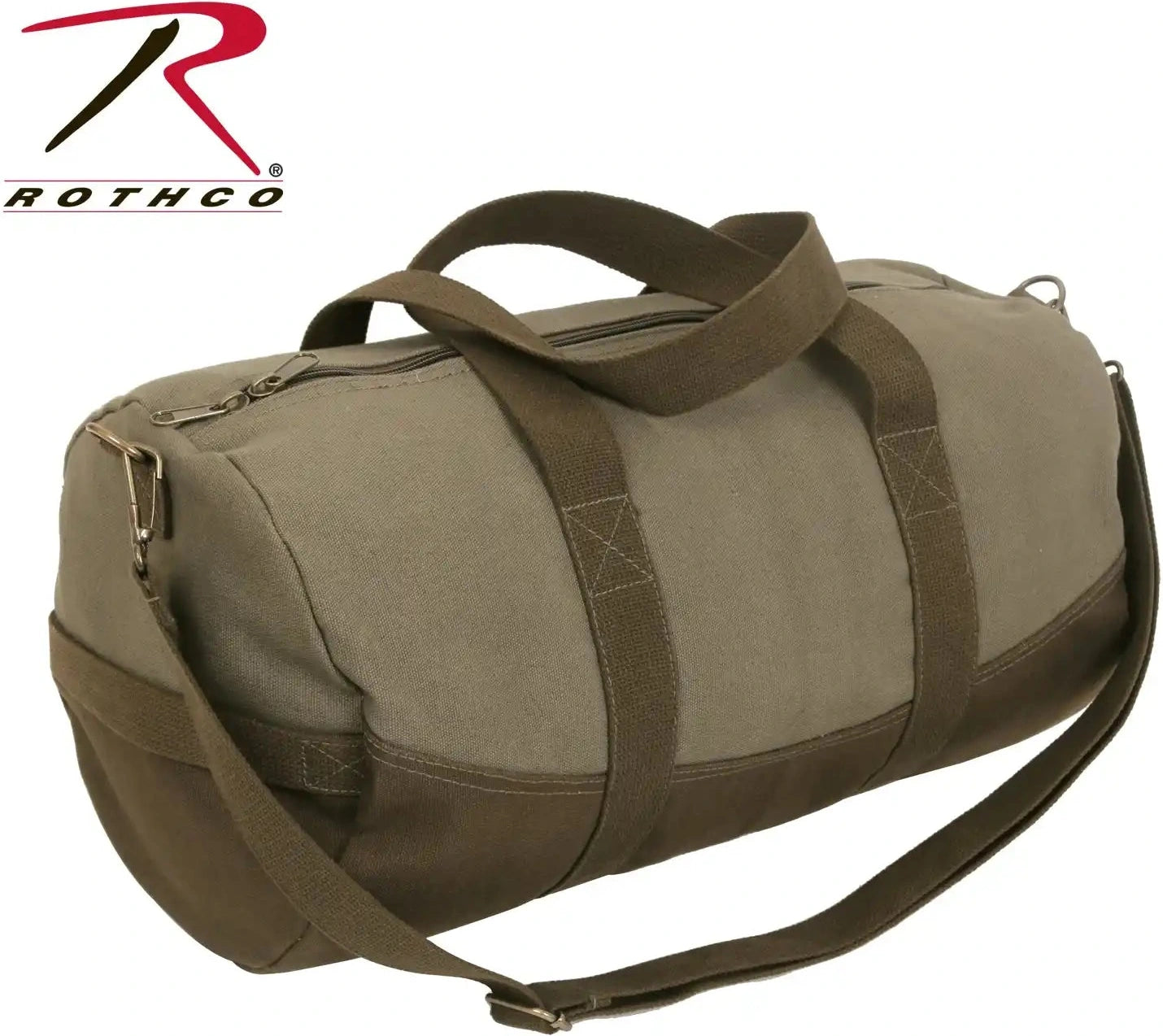 Rothco Two Tone Canvas Duffle Bag with Brown Bottom Olive Drab