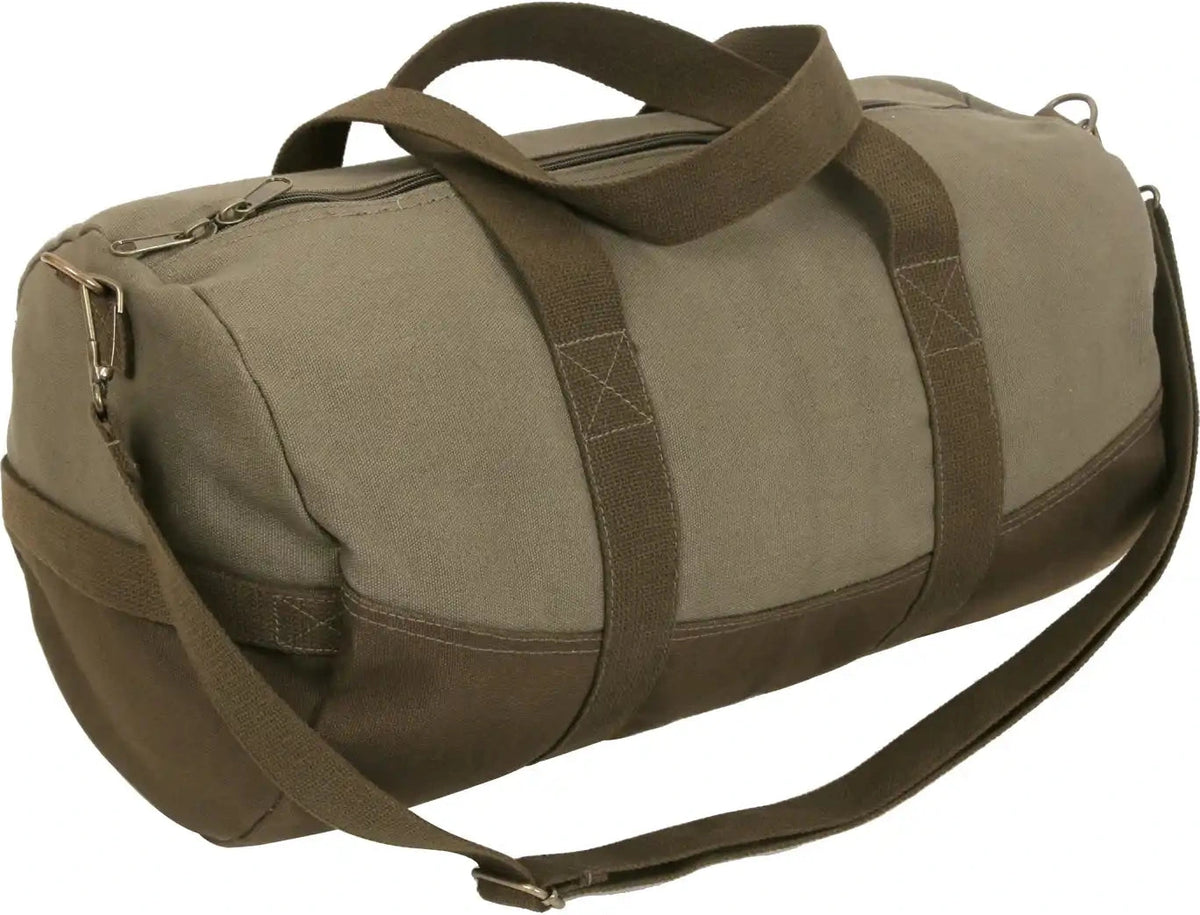 Rothco Two Tone Canvas Duffle Bag with Brown Bottom Olive Drab