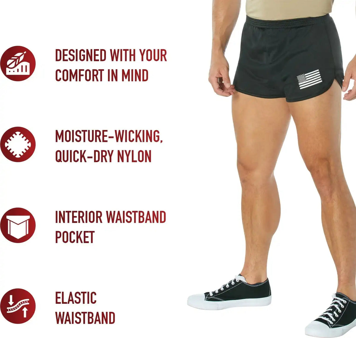 Rothco us Flag Ranger Pt (physical Training) Shorts Black