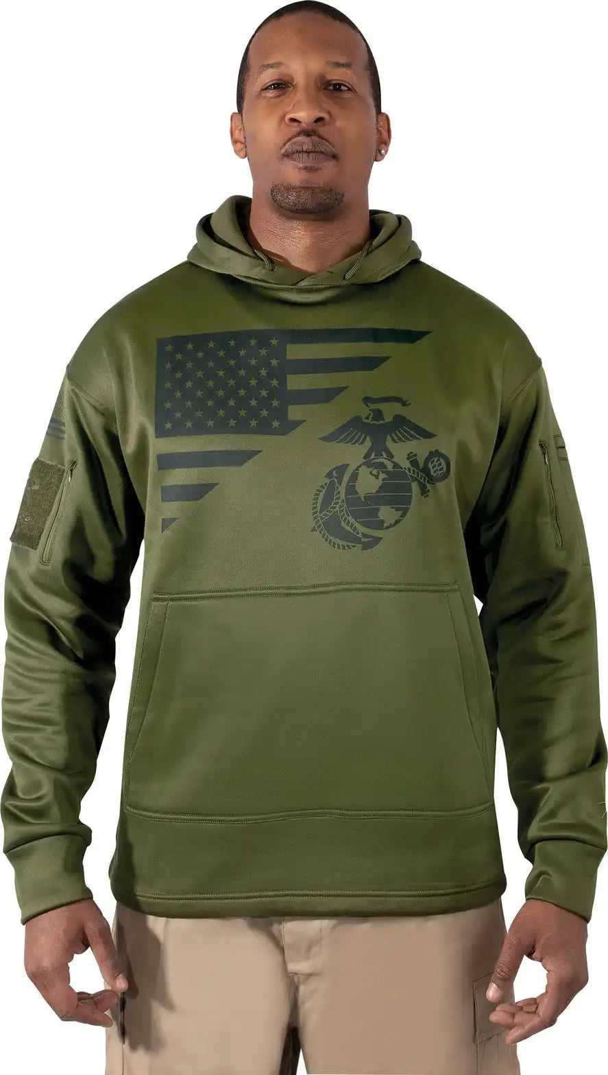 Rothco us Flag / Usmc Eagle Globe & Anchor Concealed Carry Hoodie Olive Drab / s
