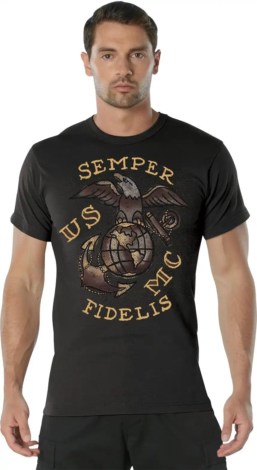 Rothco Usmc Semper Fidelis t Shirt Black / s