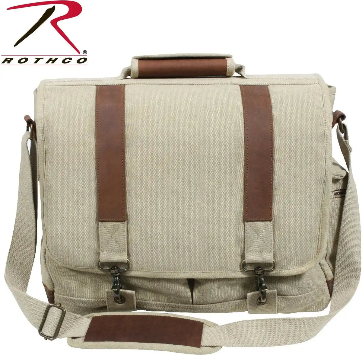 Rothco Vintage Canvas Pathfinder Laptop Bag with Leather Accents