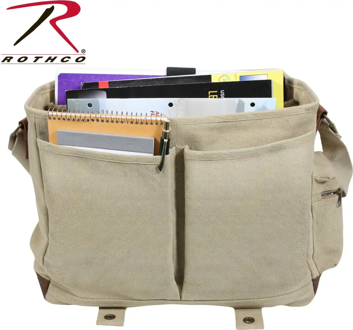 Rothco Vintage Canvas Pathfinder Laptop Bag with Leather Accents