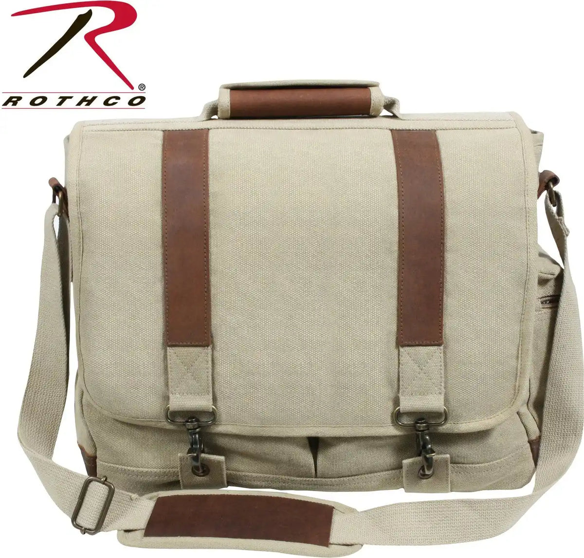 Rothco Vintage Canvas Pathfinder Laptop Bag with Leather Accents