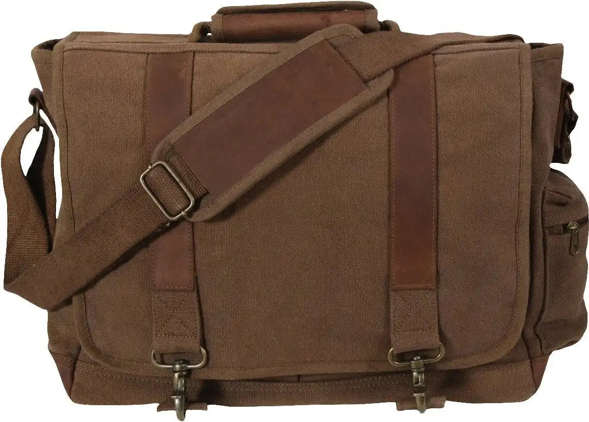 Rothco Vintage Canvas Pathfinder Laptop Bag with Leather Accents