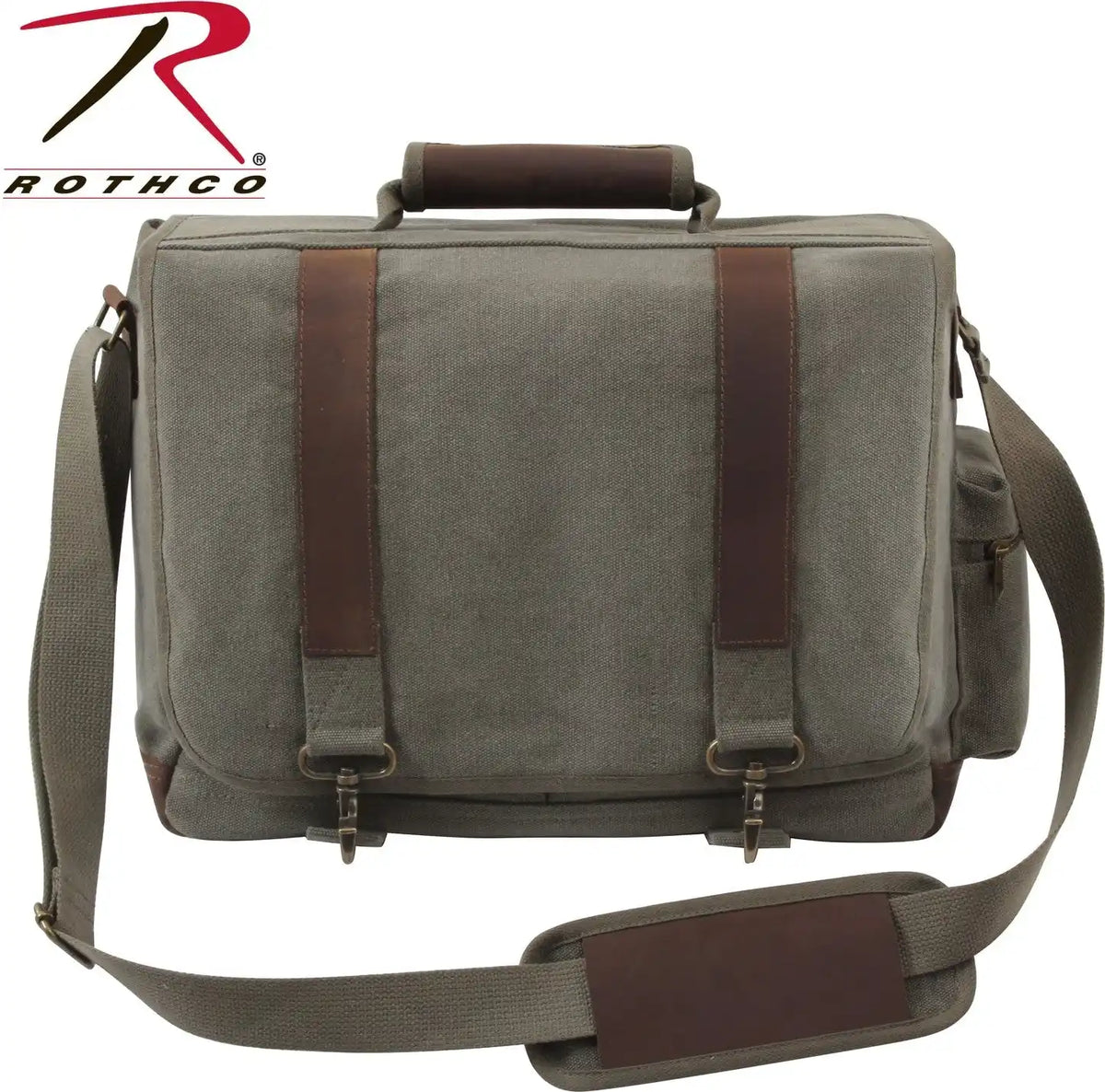 Rothco Vintage Canvas Pathfinder Laptop Bag with Leather Accents