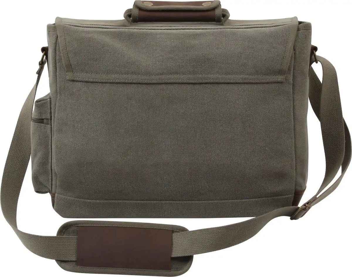 Rothco Vintage Canvas Pathfinder Laptop Bag with Leather Accents