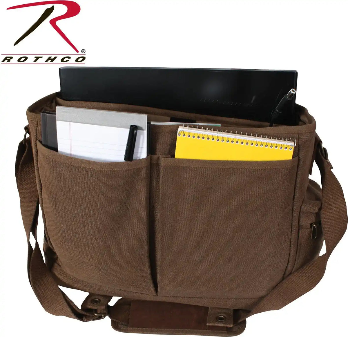 Rothco Vintage Canvas Pathfinder Laptop Bag with Leather Accents