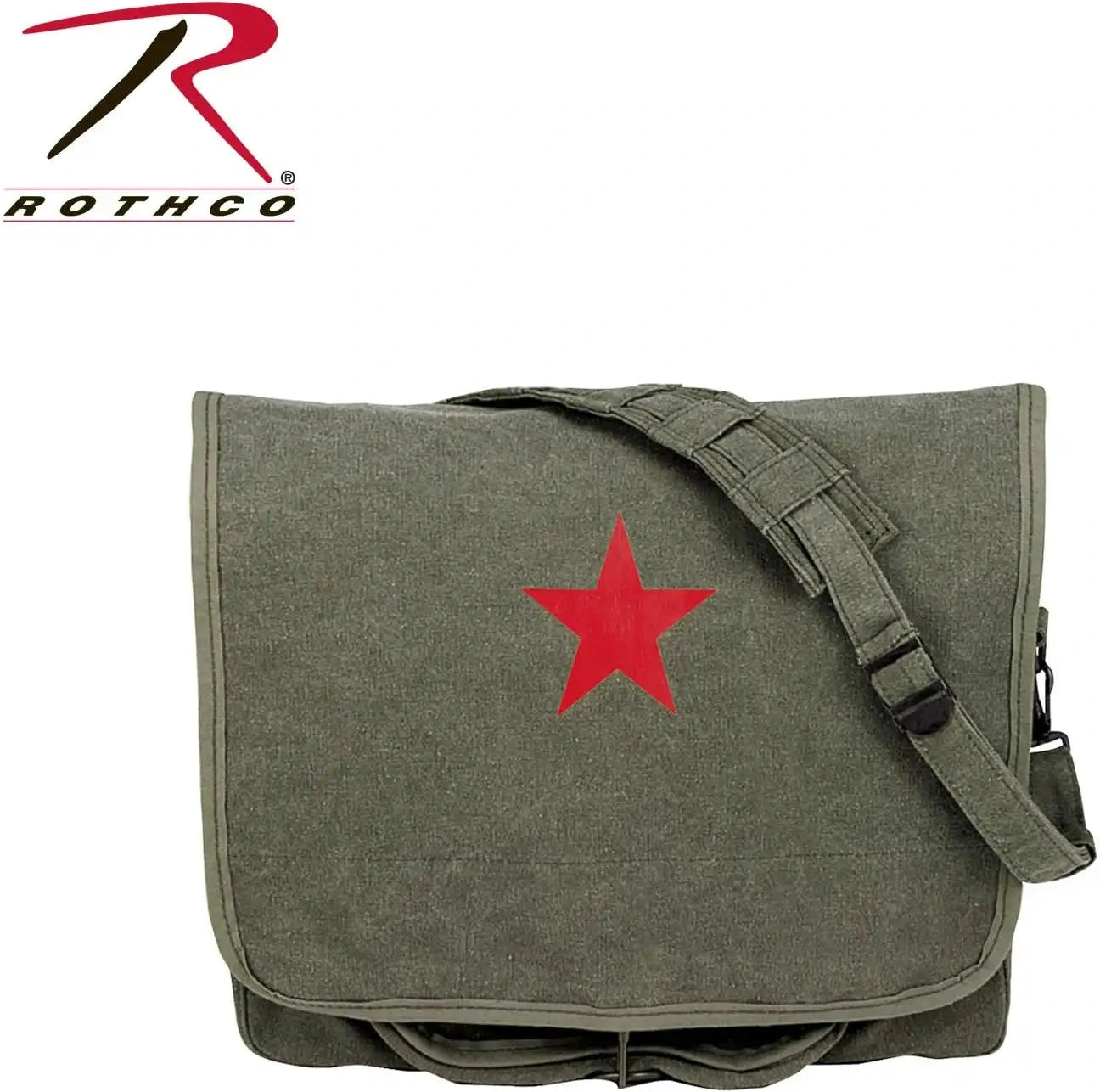 Rothco Vintage Canvas Shoulder Bag with Red Star Olive Drab