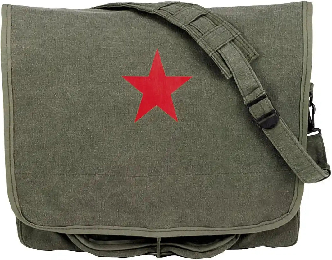 Rothco Vintage Canvas Shoulder Bag with Red Star Olive Drab