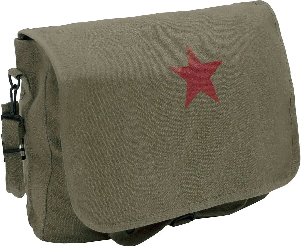 Rothco Vintage Canvas Shoulder Bag with Red Star Olive Drab