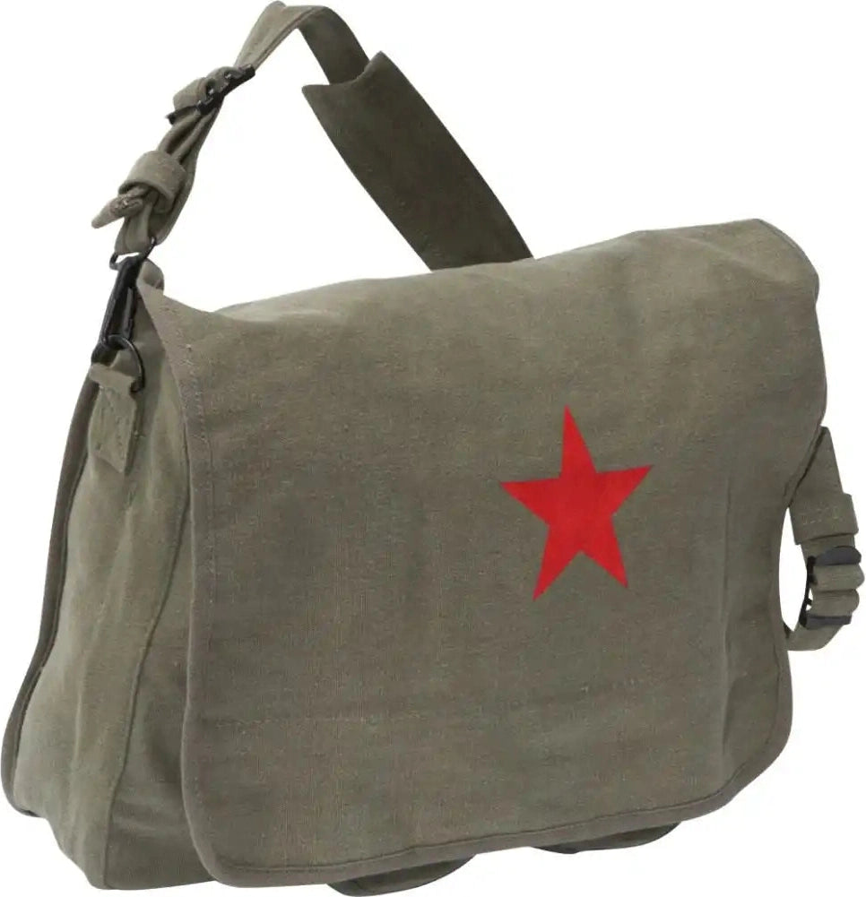 Rothco Vintage Canvas Shoulder Bag with Red Star Olive Drab