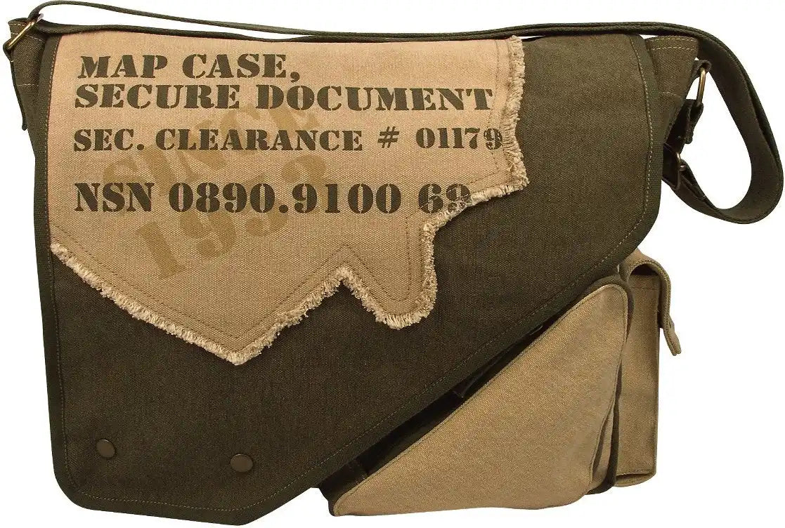 Rothco Vintage Canvas Two-tone Imprinted Map Bag