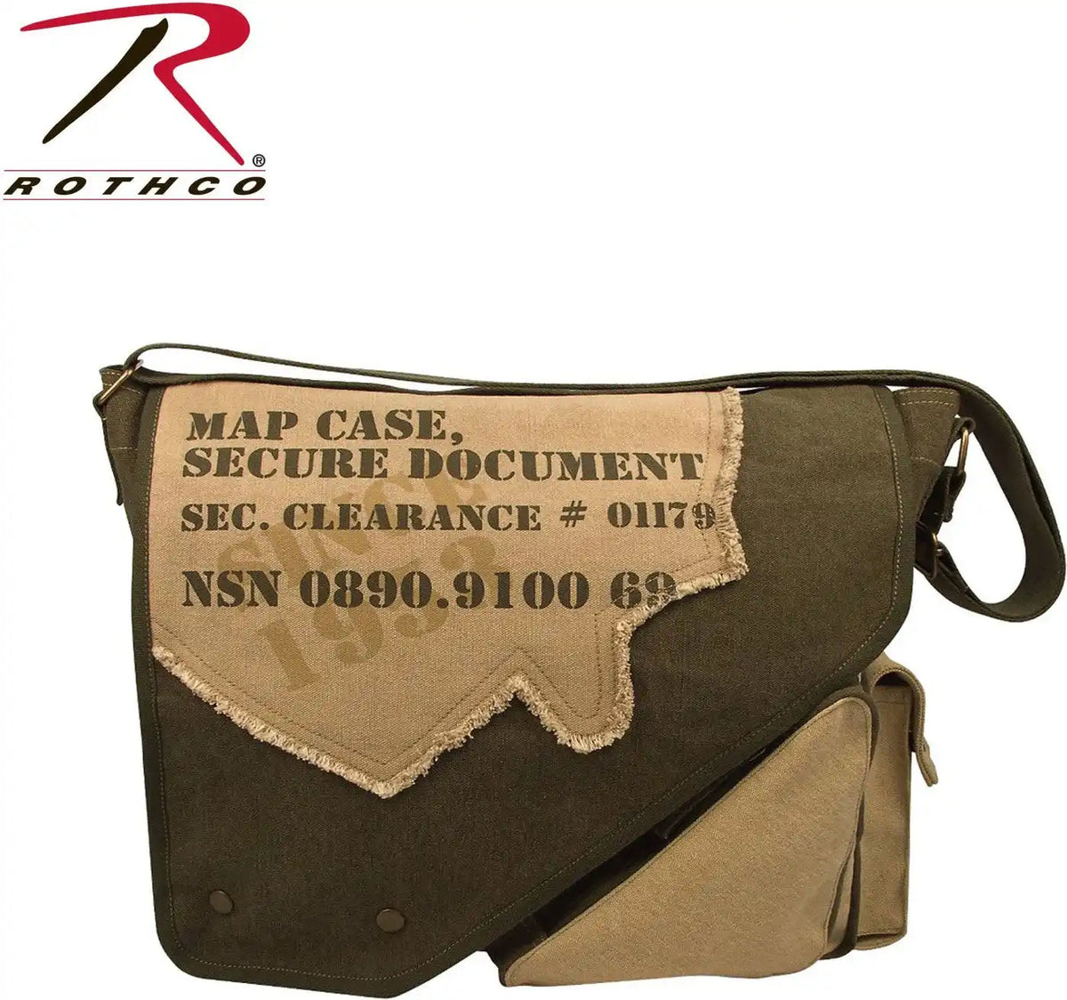 Rothco Vintage Canvas Two-tone Imprinted Map Bag