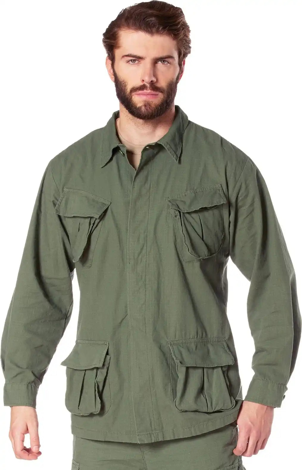 Rothco Vintage Vietnam Fatigue Rip Stop Shirt Olive Drab / Xs