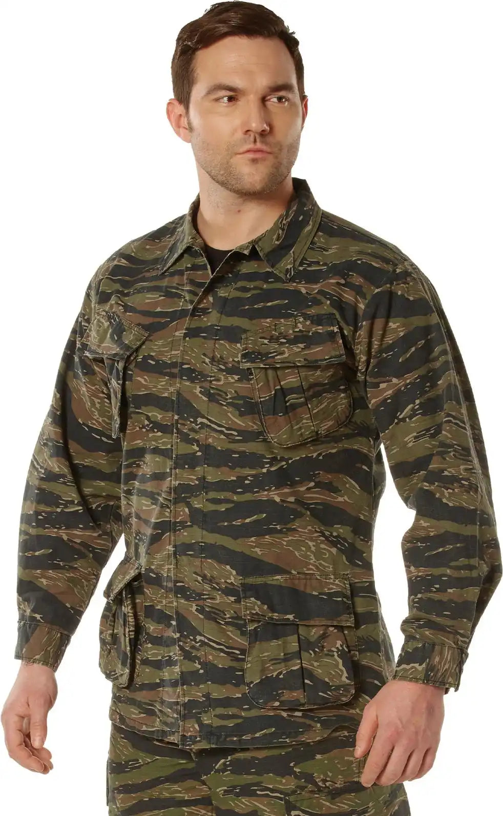 Rothco Vintage Vietnam Fatigue Rip Stop Shirt Tiger Stripe Camo / s