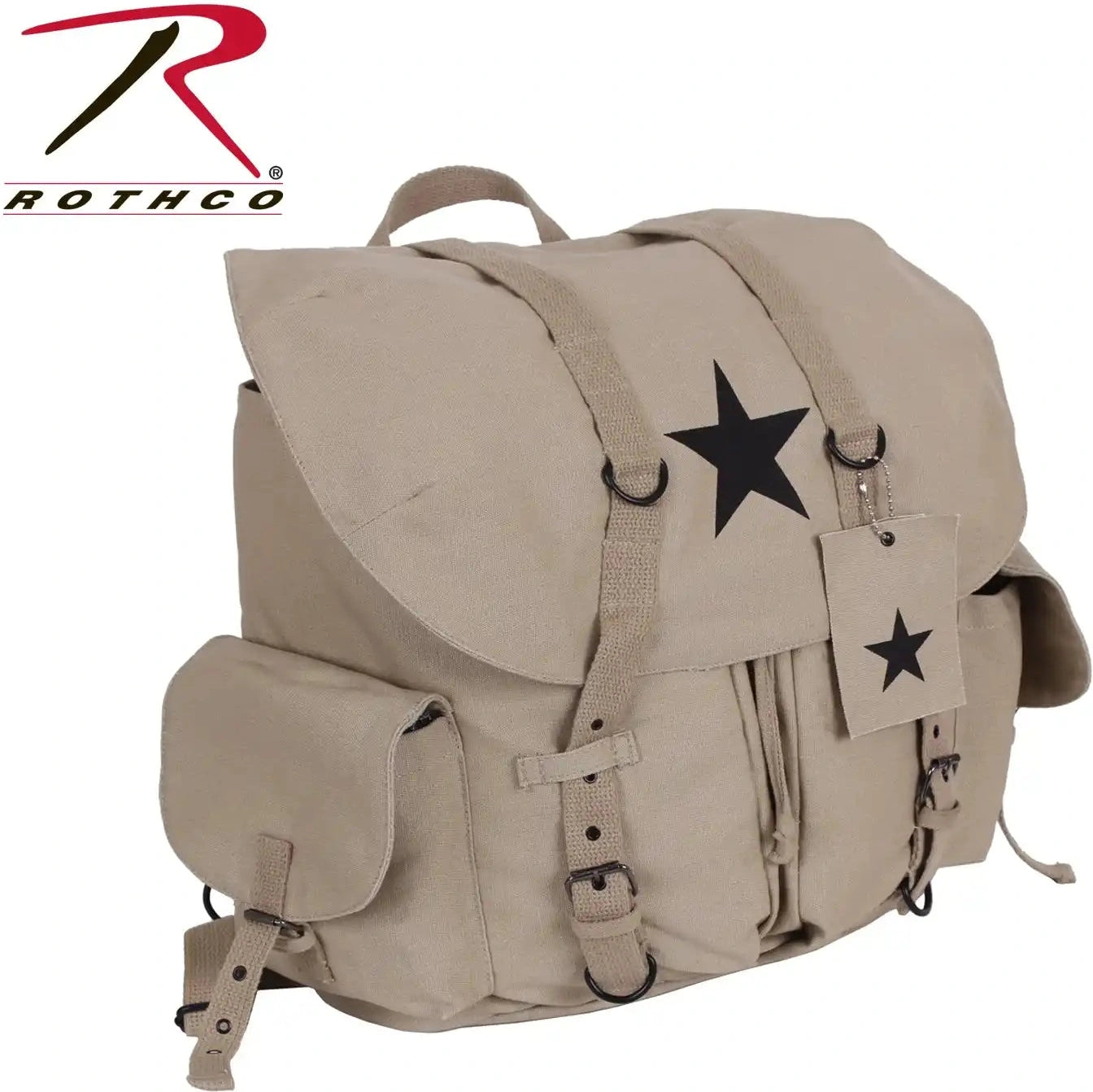 Rothco Vintage Weekender Canvas Backpack with Star Olive Drab