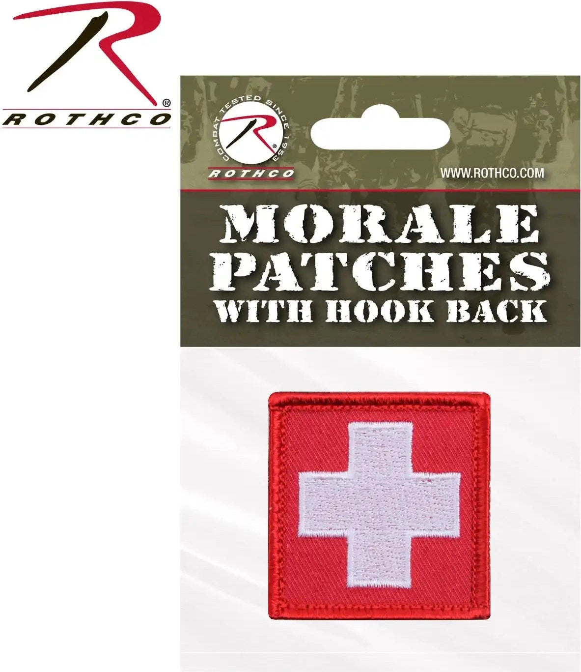 Rothco White Cross Red Morale Patch Bulk Packaging