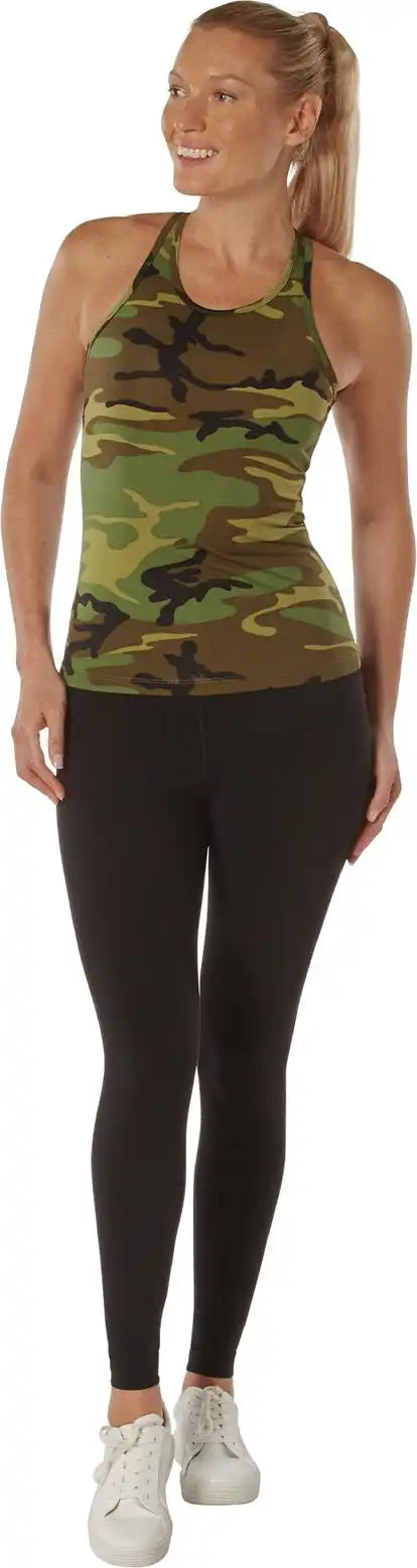 Rothco Womens Camo Workout Performance Tank Top Woodland / Xs