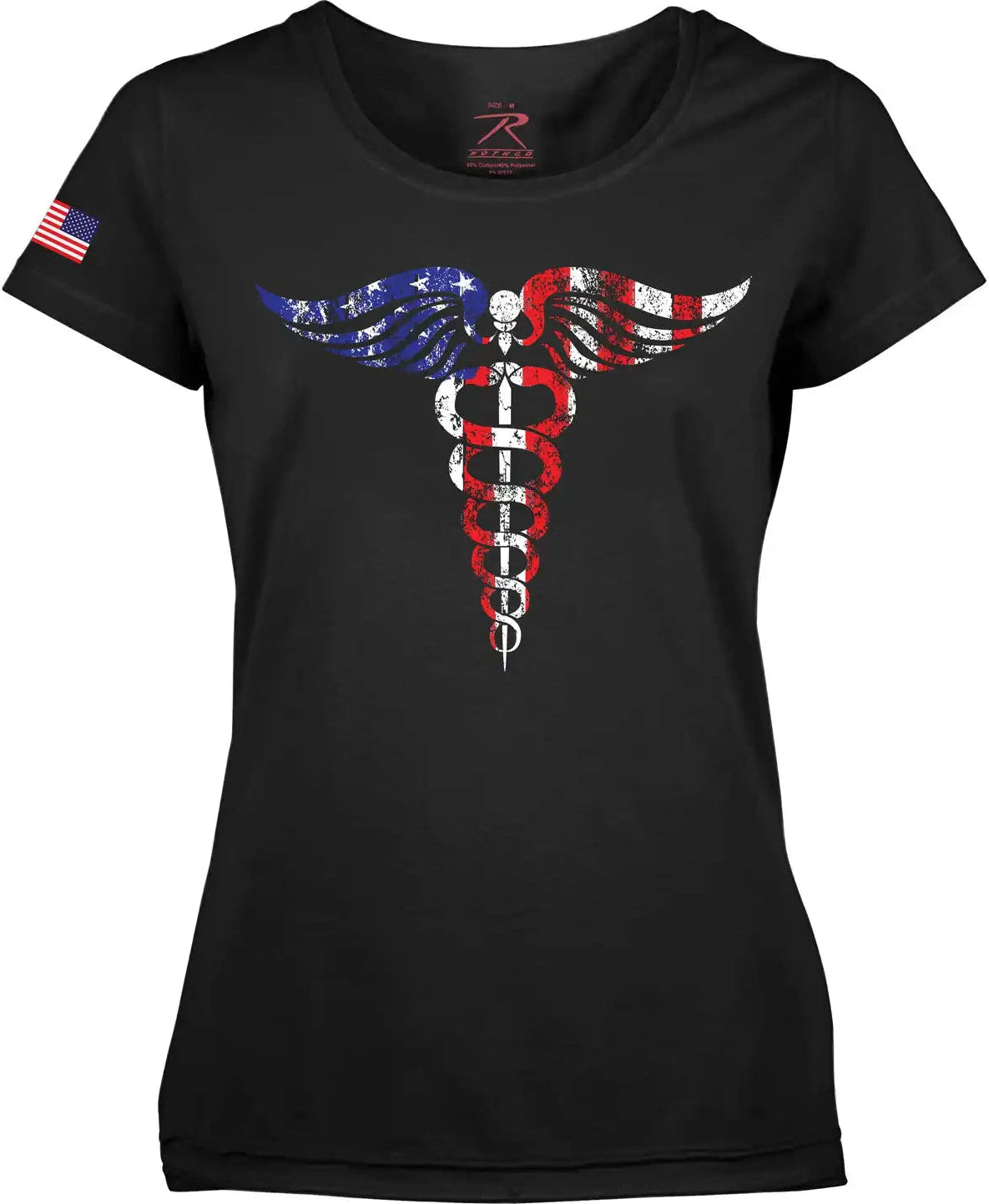 Rothco Women’s Medical Symbol (caduceus) Long Length t Shirt Black / l
