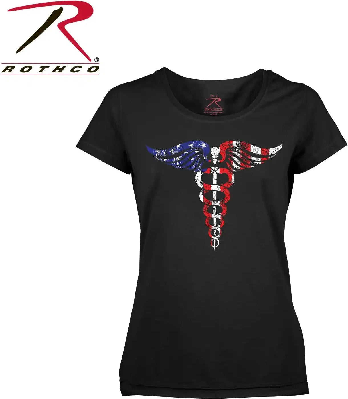 Rothco Women’s Medical Symbol (caduceus) Long Length t Shirt Black / l