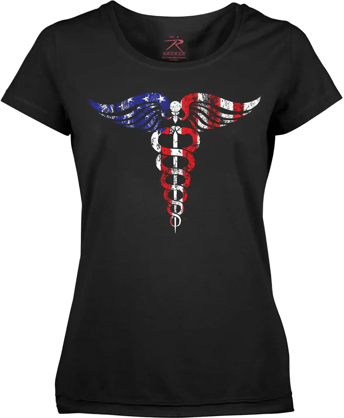 Rothco Women’s Medical Symbol (caduceus) Long Length t Shirt Black / l