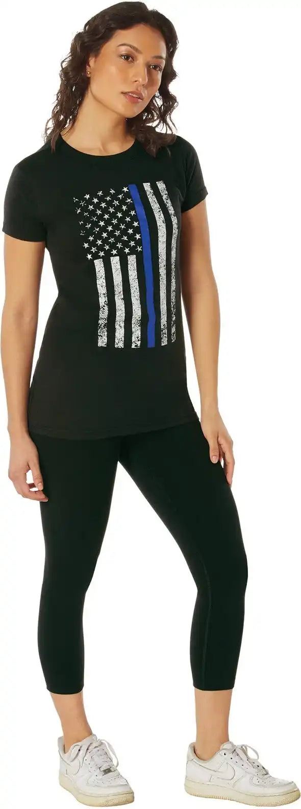 Rothco Women’s Thin Blue Line Longer t Shirt Black / Xs