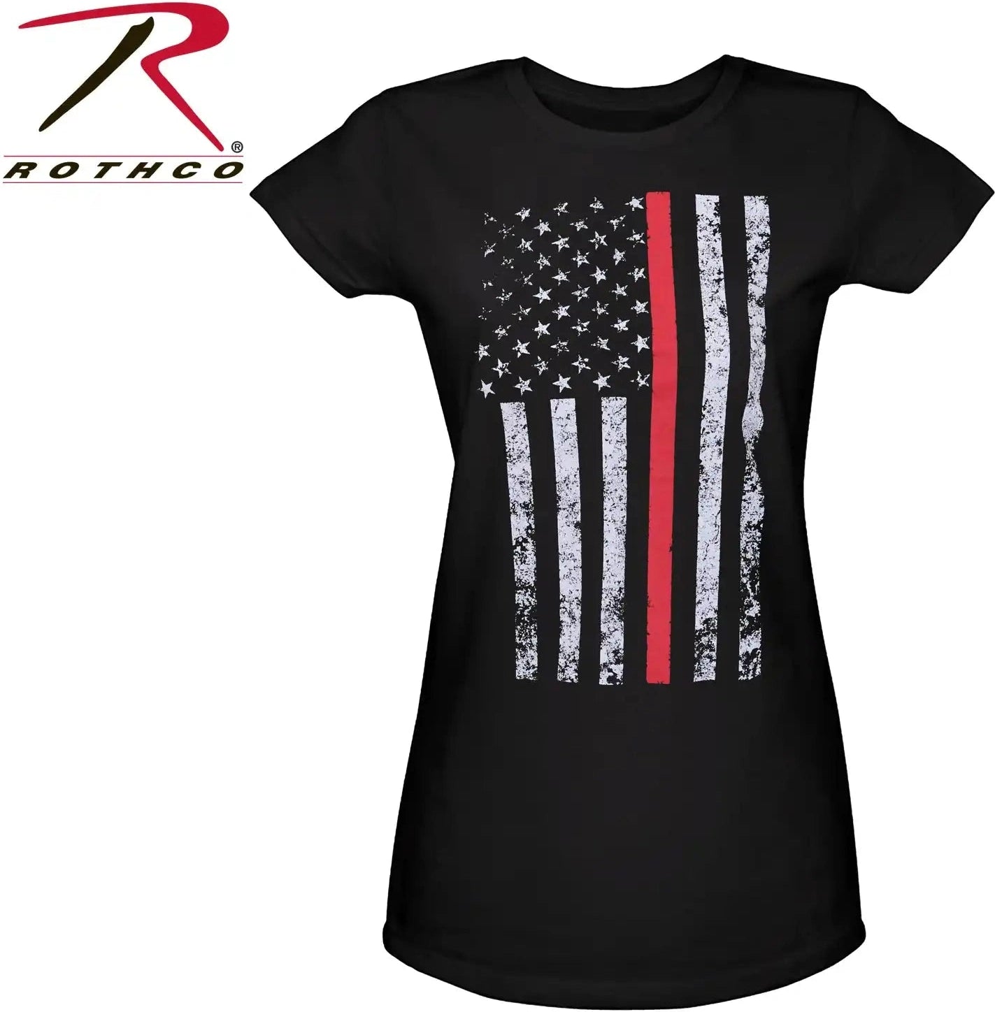 Rothco Womens Thin Red Line Longer t Shirt Black / 2xl