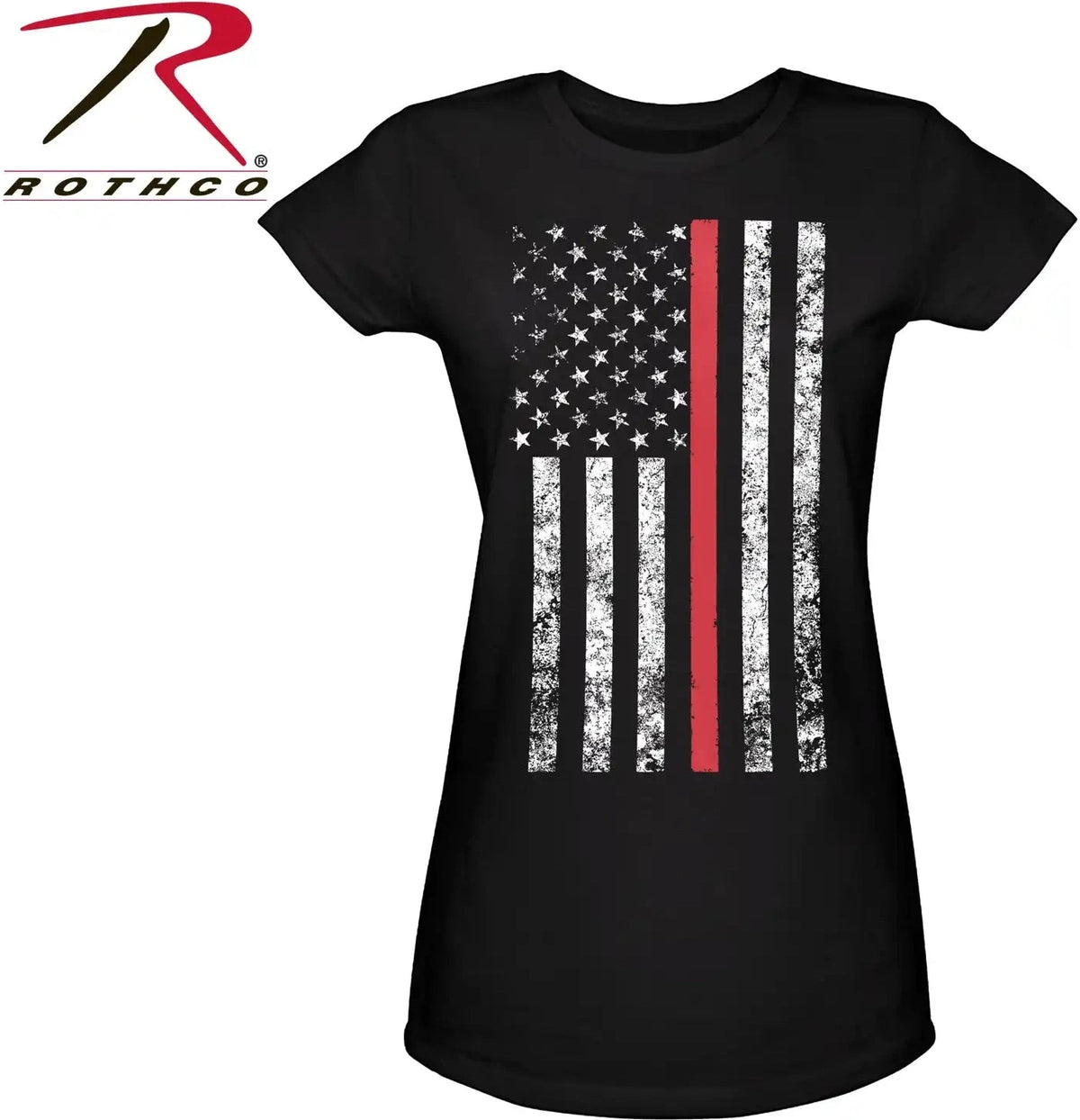 Rothco Womens Thin Red Line Longer t Shirt Black / 2xl