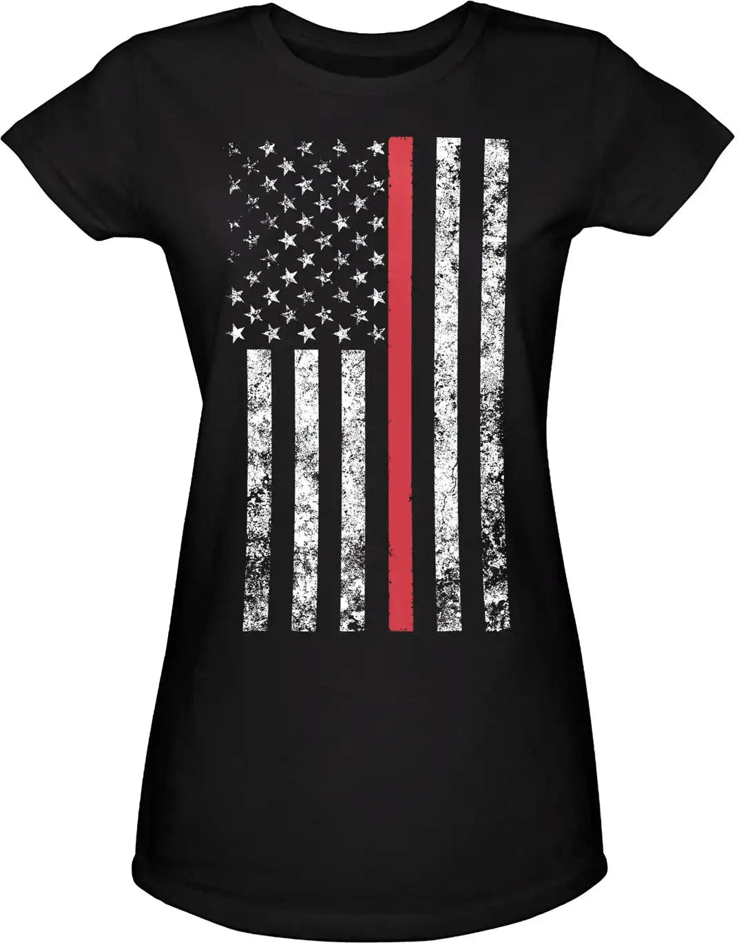 Rothco Womens Thin Red Line Longer t Shirt Black / 2xl