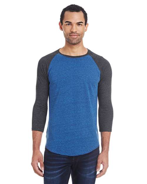 Royal Black/ Black Triblend Triblend Three-Quarter Sleeve Raglan T-Shirt - 302G