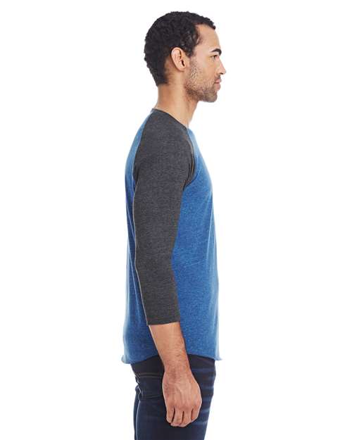 Royal Black/ Black Triblend Triblend Three-Quarter Sleeve Raglan T-Shirt - 302G