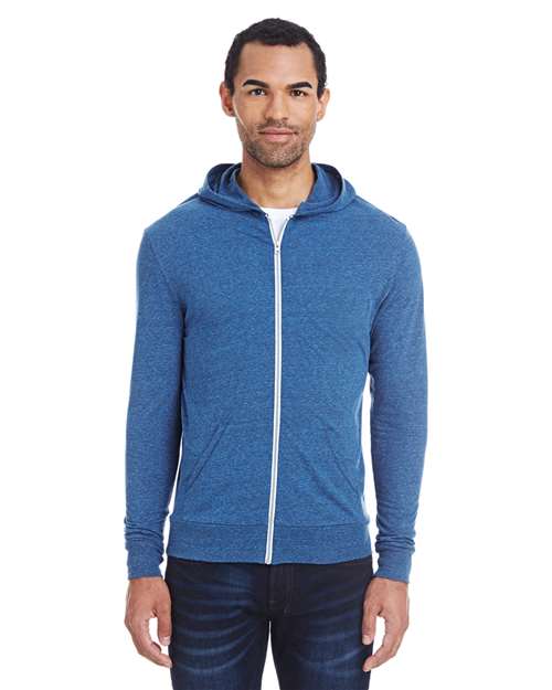 Royal Black Triblend Triblend Full-Zip Lightweight Hooded Sweatshirt - 302Z