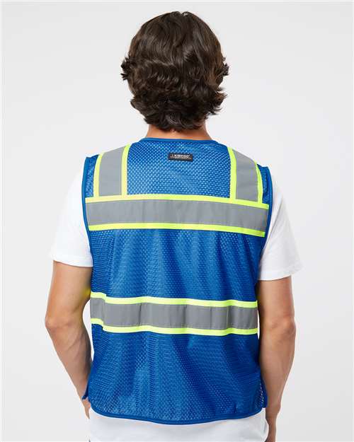 Royal Blue/ Lime - B152 EV Series® Enhanced Visibility 3 Pocket Mesh Vest - B150-156