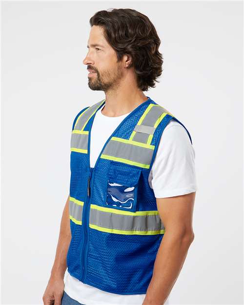 Royal Blue/ Lime - B152 EV Series® Enhanced Visibility 3 Pocket Mesh Vest - B150-156