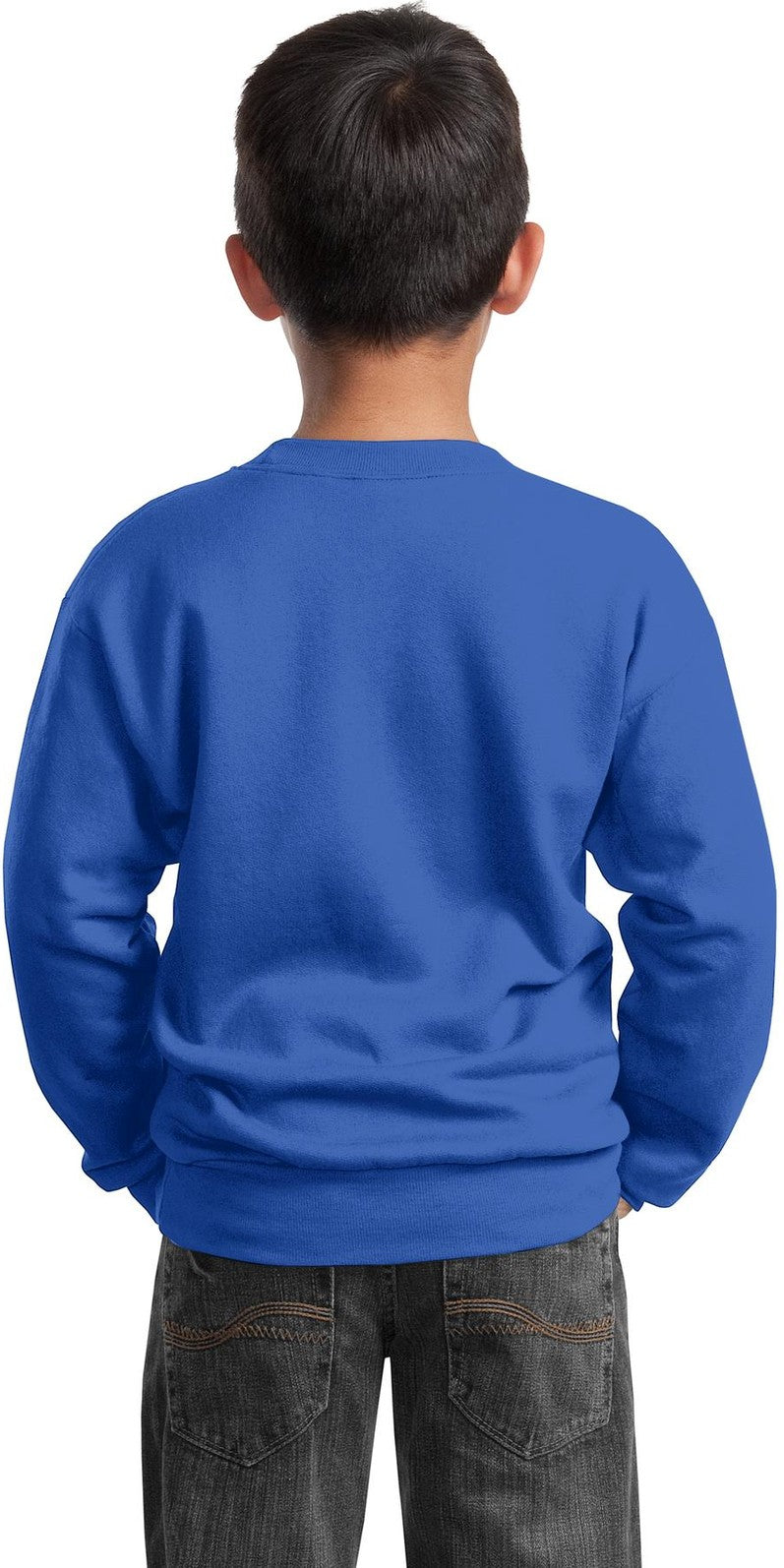 Royal Blue Port & Co Youth Core Fleece Crewneck Sweatshirt. PC90Y