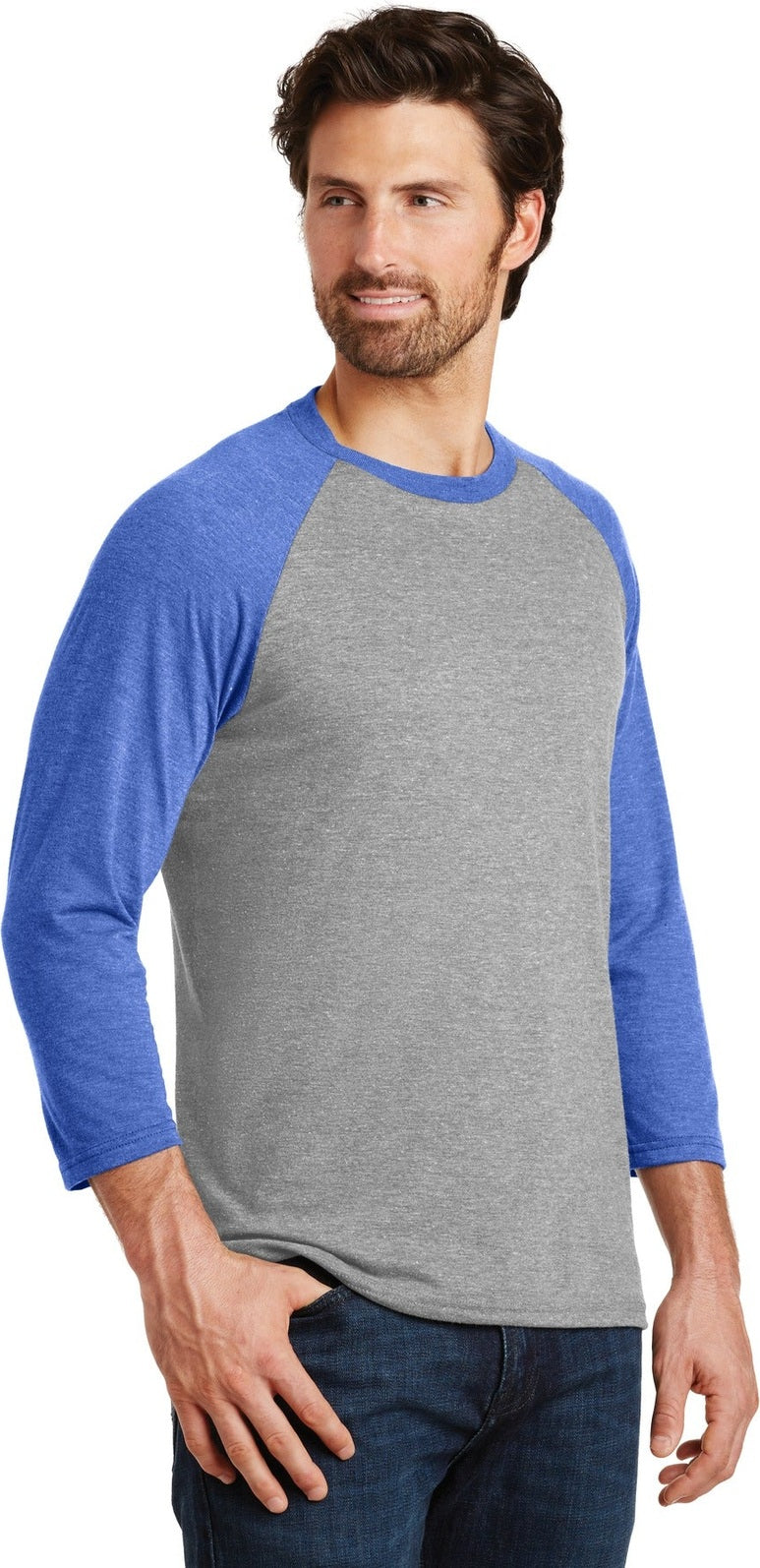 Royal Fr/Gry F District Perfect Tri 3/4-Sleeve Raglan. DM136