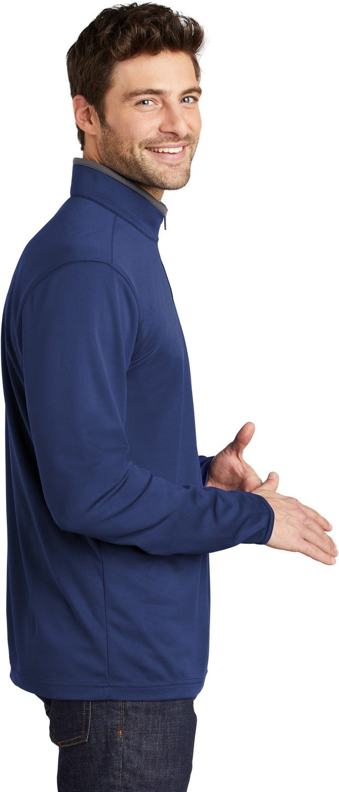 Royal/Steel Gy Port Authority Silk Touch Performance 1/4-Zip K584