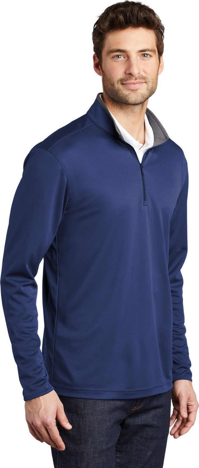 Royal/Steel Gy Port Authority Silk Touch Performance 1/4-Zip K584