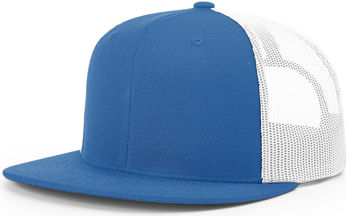 Royal/White Acrylic-Wool Blend Flatbill Trucker
