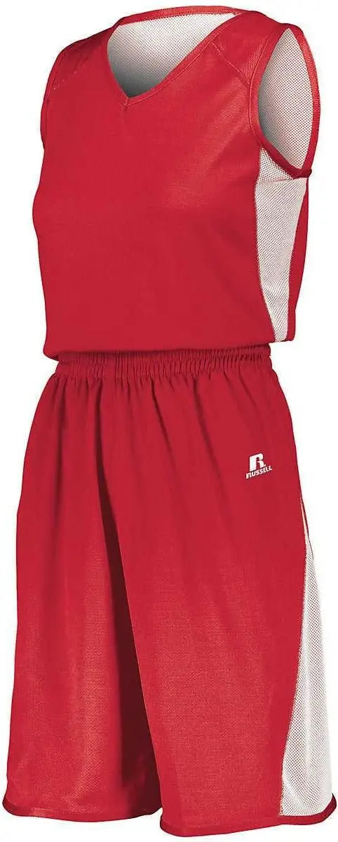 Russell 5r5dlx Ladies Undivided Single Ply Reversible Jersey - True Red White