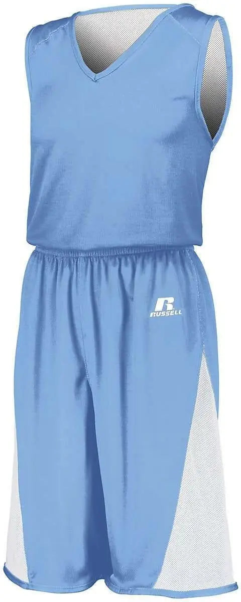 Russell 5r6dlb Youth Undivided Single Ply Reversible Shorts - Columbia Blue White