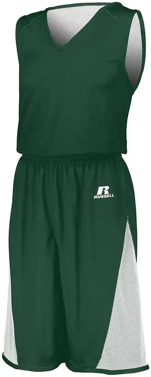 Russell 5r6dlm Undivided Single Ply Reversible Shorts - Dark Green White