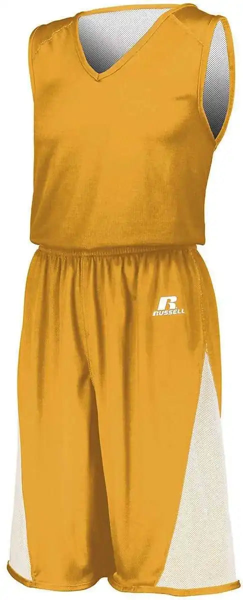 Russell 5r6dlm Undivided Single Ply Reversible Shorts - Gold White