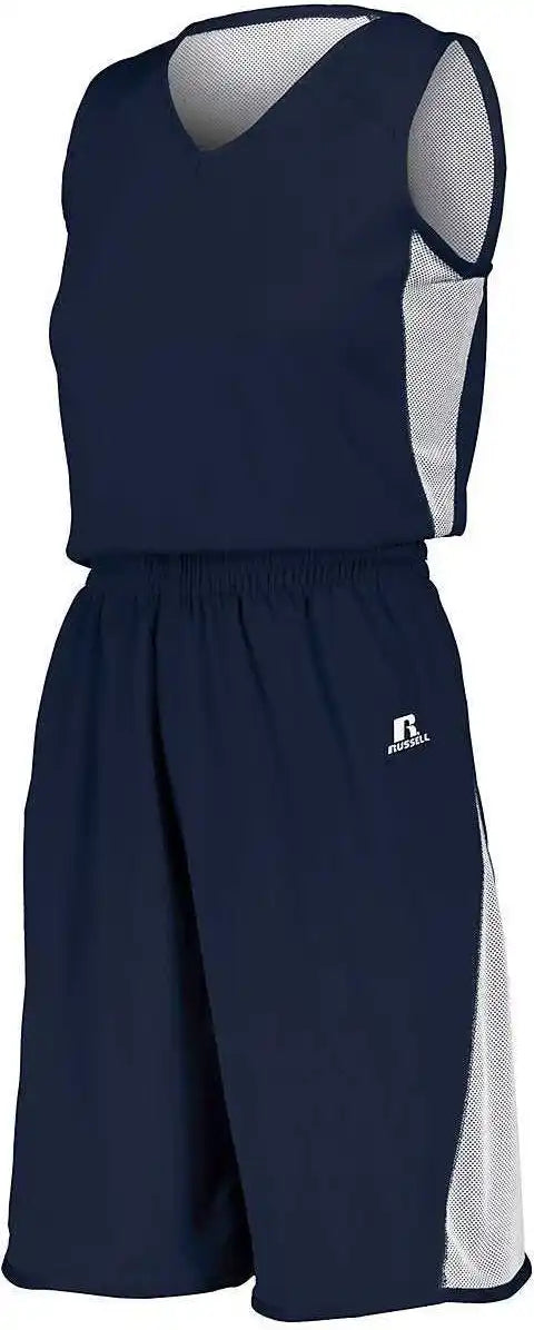 Russell 5r6dlx Ladies Undivided Single Ply Reversible Shorts - Navy White