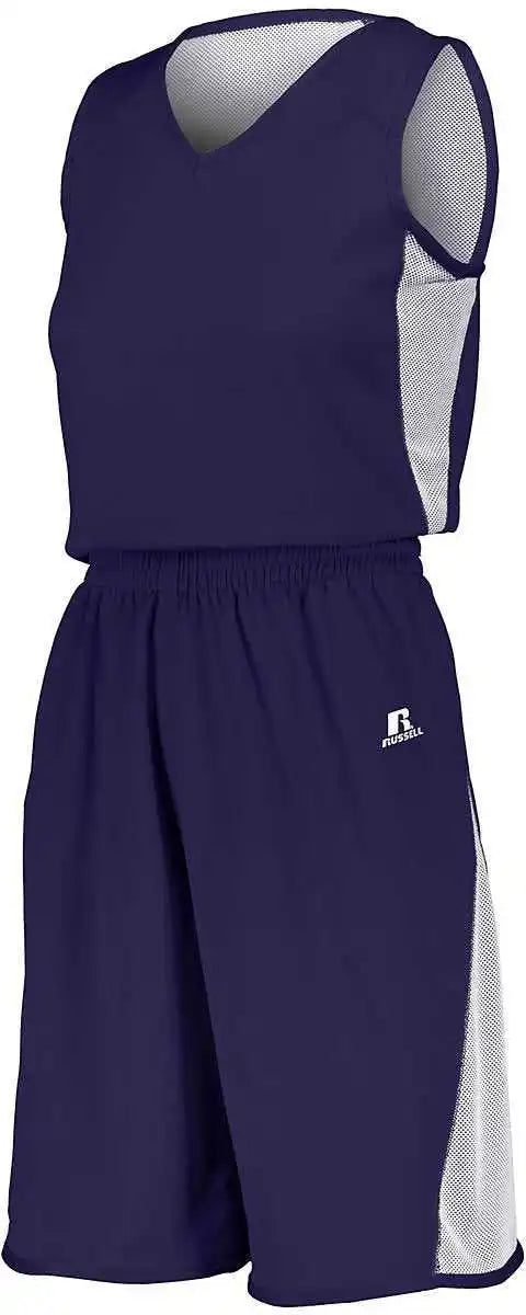 Russell 5r6dlx Ladies Undivided Single Ply Reversible Shorts - Purple White