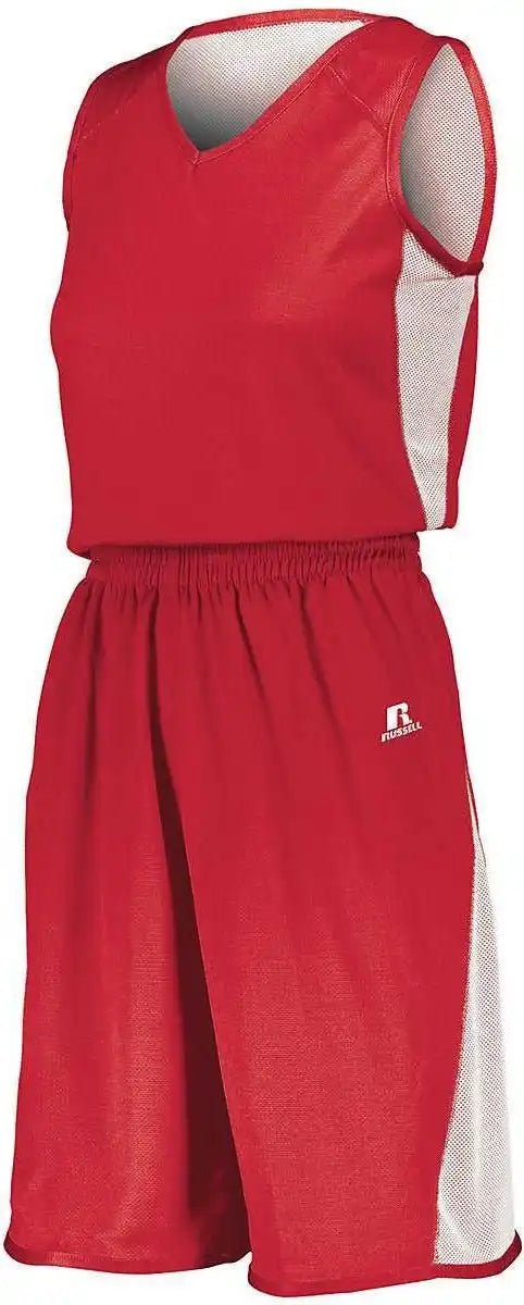 Russell 5r6dlx Ladies Undivided Single Ply Reversible Shorts - True Red White