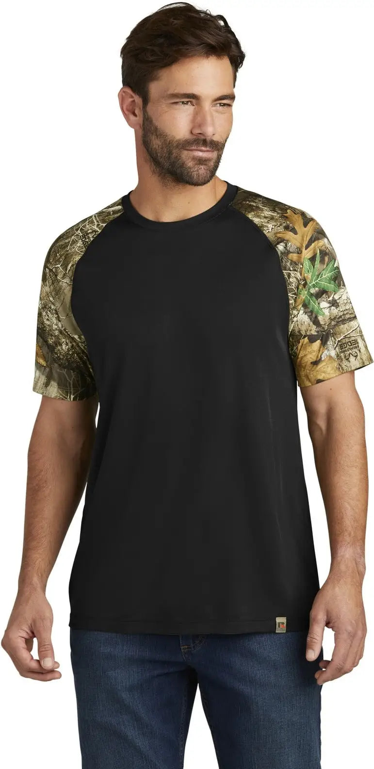 Russell Outdoors Ru151 Realtree Colorblock Performance Tee - Black Edge - Black/ / Adult Xs